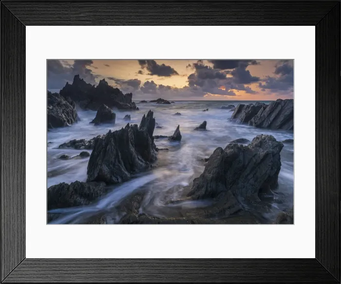Framed Print : Sunset over the dramatic coast of North Devon, England, United Kingdom, Europe Framed Print : Sunset over the dramatic coast of North Devon, England, United Kingdom, Europe
