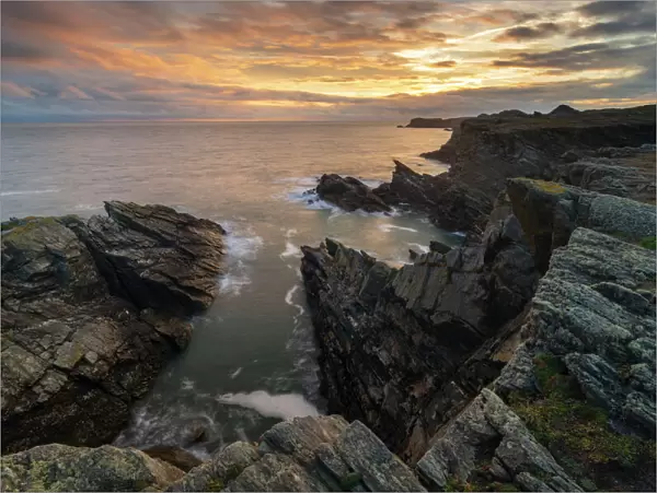 Dramatic cliffs of the Anglesey Coast, Anglesey, North Wales, United Kingdom, Europe