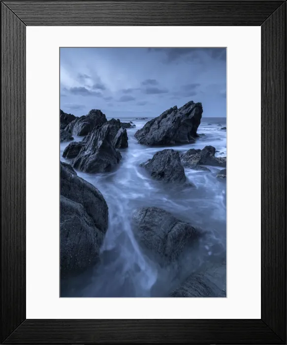 Framed Print : Rocky coastline at dusk, North Devon, England, United Kingdom, Europe Framed Print : Rocky coastline at dusk, North Devon, England, United Kingdom, Europe