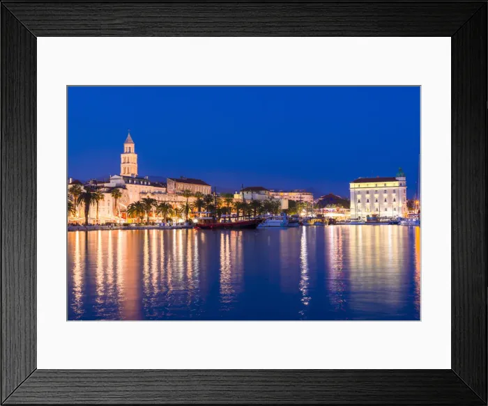 Framed Print : Split Harbour with Cathedral of Saint Domnius at dusk, Split, Dalmatian Coast, Croatia Framed Print : Split Harbour with Cathedral of Saint Domnius at dusk, Split, Dalmatian Coast, Croatia