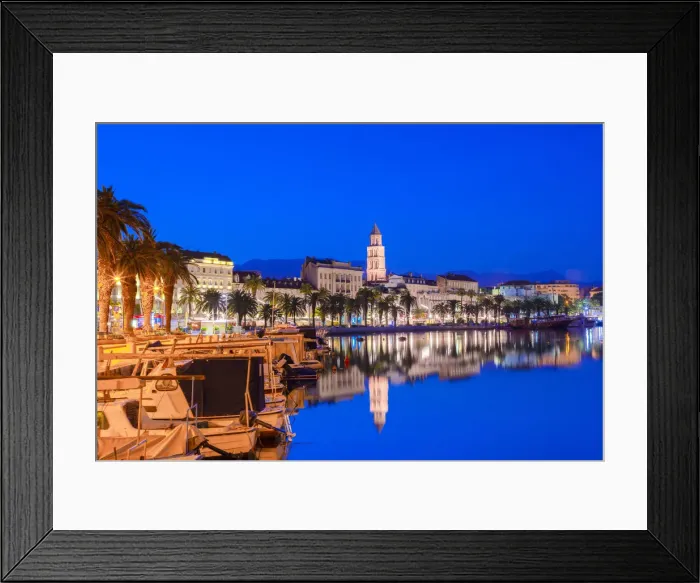 Framed Print : Split Harbour with Cathedral of Saint Domnius at dusk, Split, Dalmatian Coast, Croatia Framed Print : Split Harbour with Cathedral of Saint Domnius at dusk, Split, Dalmatian Coast, Croatia