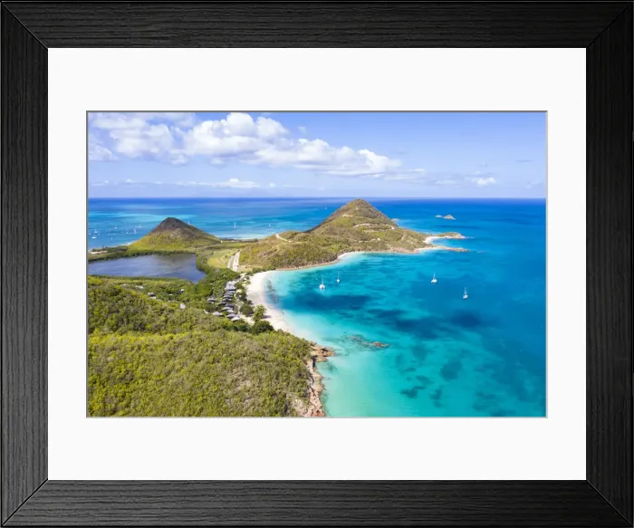 Framed Print : Aerial view by drone of Hermitage Bay and Pearns Point, Antigua, Antigua and Barbuda Framed Print : Aerial view by drone of Hermitage Bay and Pearns Point, Antigua, Antigua and Barbuda