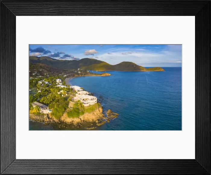 Framed Print : Aerial panoramic by drone of the Curtain Bluff resort overlooking the Caribbean Sea Framed Print : Aerial panoramic by drone of the Curtain Bluff resort overlooking the Caribbean Sea