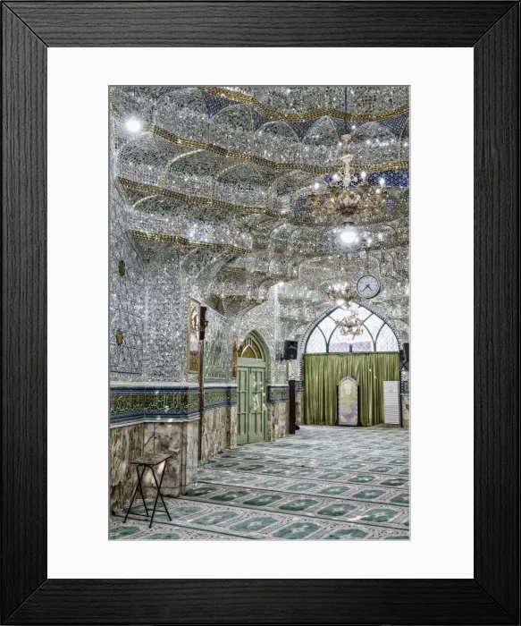 Framed Print : Emamzadeh Zeyd Mausoleum, entrance hall decorated with mirrors, Tehran, Islamic Republic Framed Print : Emamzadeh Zeyd Mausoleum, entrance hall decorated with mirrors, Tehran, Islamic Republic