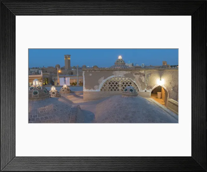 Framed Print : Sultan Amir Ahmad Bathhouse, roof domes at sunset, Kashan, Isfahan Province, Islamic Framed Print : Sultan Amir Ahmad Bathhouse, roof domes at sunset, Kashan, Isfahan Province, Islamic