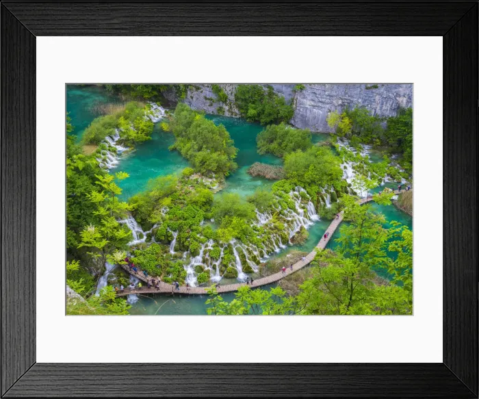 Framed Print : Aerial view of the boardwalk at Plitvice Lakes National Park, UNESCO World Heritage Site Framed Print : Aerial view of the boardwalk at Plitvice Lakes National Park, UNESCO World Heritage Site