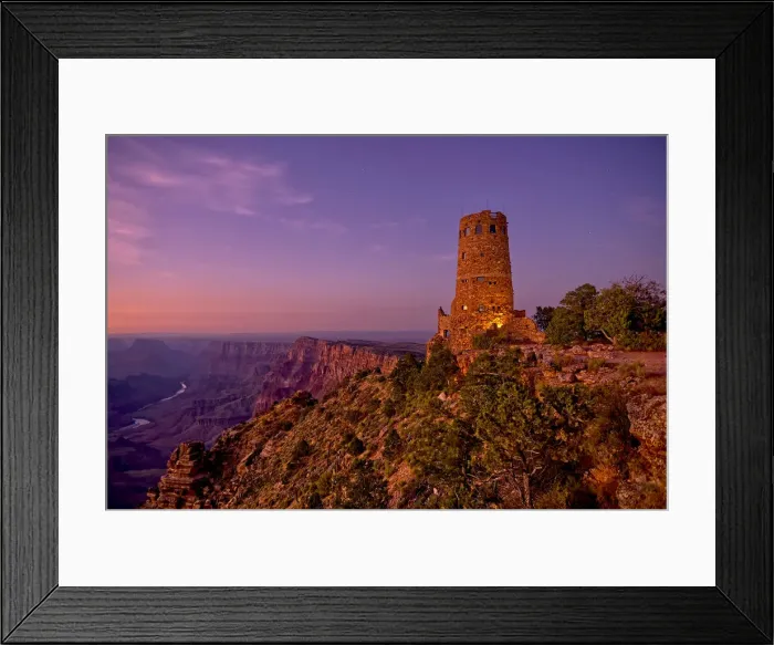 Framed Print : Watch Tower on Grand Canyon South Rim at twilight, Grand Canyon National Park, UNESCO