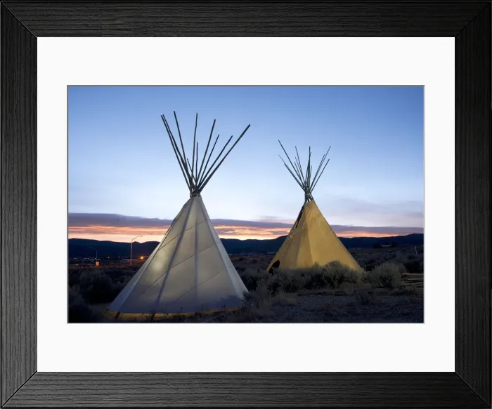 Framed Print : Teepees (tipis) on display at sunset in Taos, New Mexico, United States of America Framed Print : Teepees (tipis) on display at sunset in Taos, New Mexico, United States of America