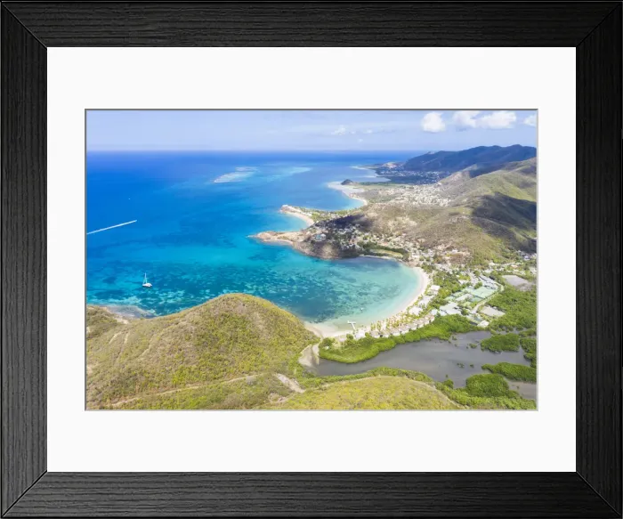 Framed Print : Aerial panoramic by drone of Carlisle Bay Beach and Caribbean Sea, Antigua, Antigua Framed Print : Aerial panoramic by drone of Carlisle Bay Beach and Caribbean Sea, Antigua, Antigua