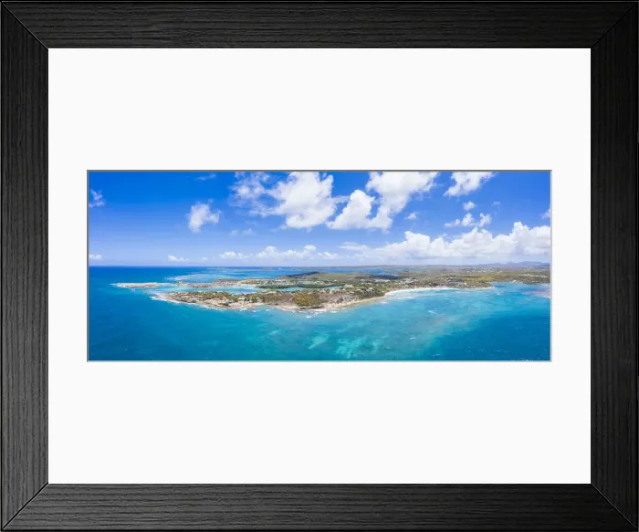 Framed Print : Aerial panoramicby drone of Long Bay, Devils Bridge and The Verandah resort, Antigua Framed Print : Aerial panoramicby drone of Long Bay, Devils Bridge and The Verandah resort, Antigua