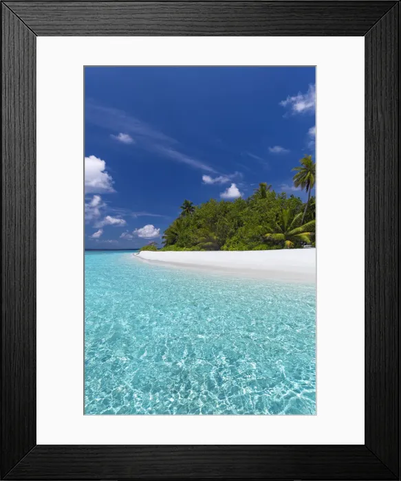 Framed Print : Beautiful sandy beach, lagoon and palm trees, The Maldives, Indian Ocean, Asia Framed Print : Beautiful sandy beach, lagoon and palm trees, The Maldives, Indian Ocean, Asia