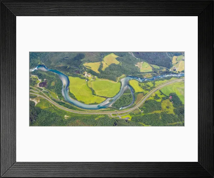 Framed Print : Aerial view of Rauma river and green valley from Romsdalseggen ridge, Andalsnes, More Framed Print : Aerial view of Rauma river and green valley from Romsdalseggen ridge, Andalsnes, More