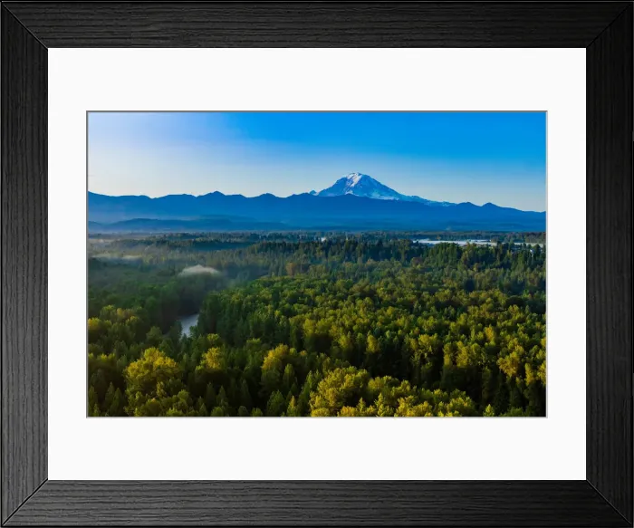 Framed Print : Aerial view of Mount Rainier at sunrise, Washington State, United States of America Framed Print : Aerial view of Mount Rainier at sunrise, Washington State, United States of America