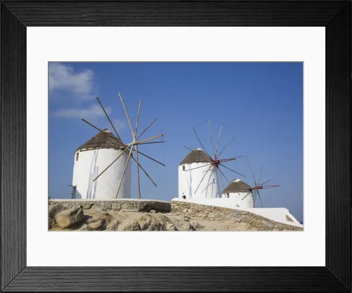 Framed Print : Windmills, Mykonos Town, Mykonos Island, Cyclades Group, Greek Islands, Greece, Europe