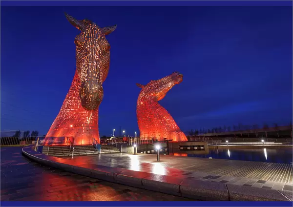 The Kelpies at the entrance to the Forth and Clyde Canal at Helix Park, Falkirk