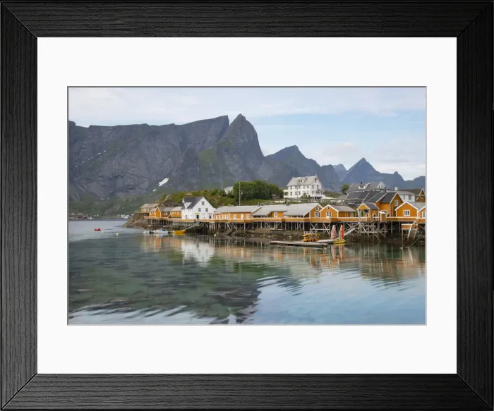 Framed Print : Rorbu, traditional fishing huts used for tourist accommodation in village of Reine Framed Print : Rorbu, traditional fishing huts used for tourist accommodation in village of Reine