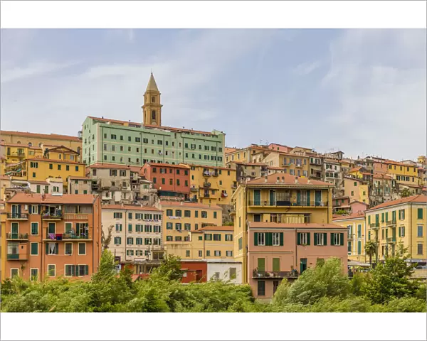 The colourful buildings in Ventimiglia, Liguria, Italy, Europe