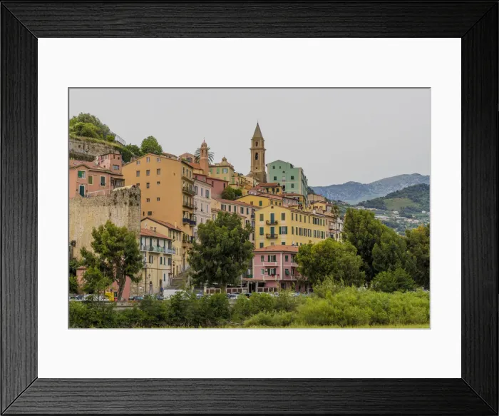 Framed Print : The colourful buildings in Ventimiglia, Liguria, Italy, Europe Framed Print : The colourful buildings in Ventimiglia, Liguria, Italy, Europe