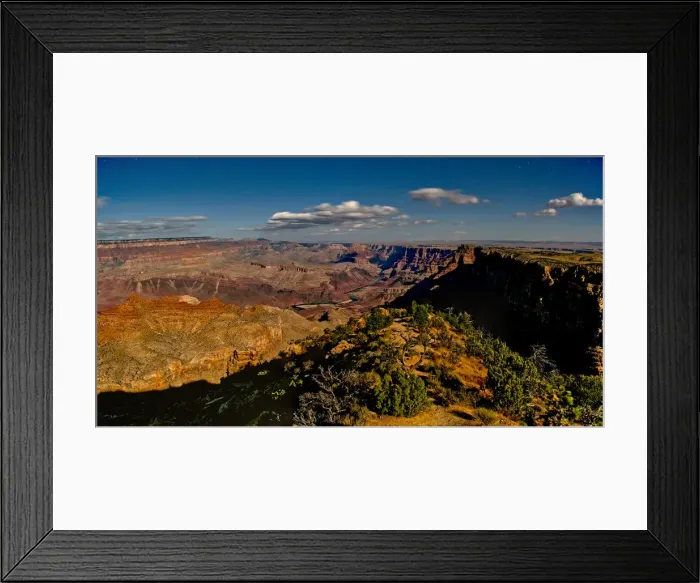Framed Print : Grand Canyon viewed from the Desert View Point at night illuminated by moonlight Framed Print : Grand Canyon viewed from the Desert View Point at night illuminated by moonlight