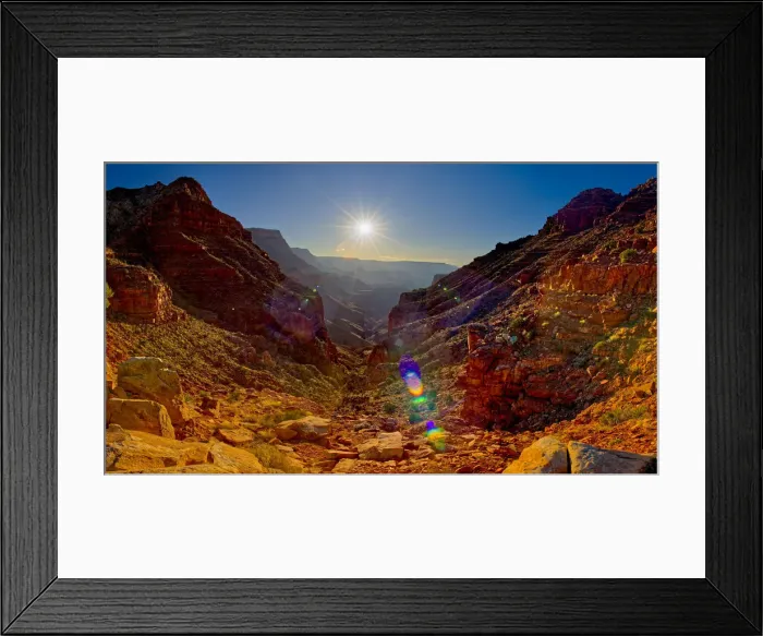 Framed Print : 75 Mile Creek from the Tanner Trail in the Grand Canyon, with Lipan Point on the upper