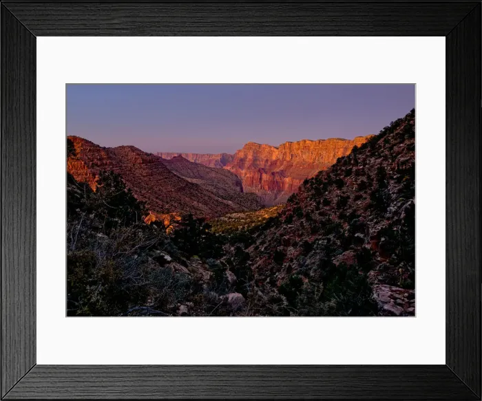 Framed Print : Grand Canyon view from the Tanner Trail with only the twilight glow as the light source Framed Print : Grand Canyon view from the Tanner Trail with only the twilight glow as the light source
