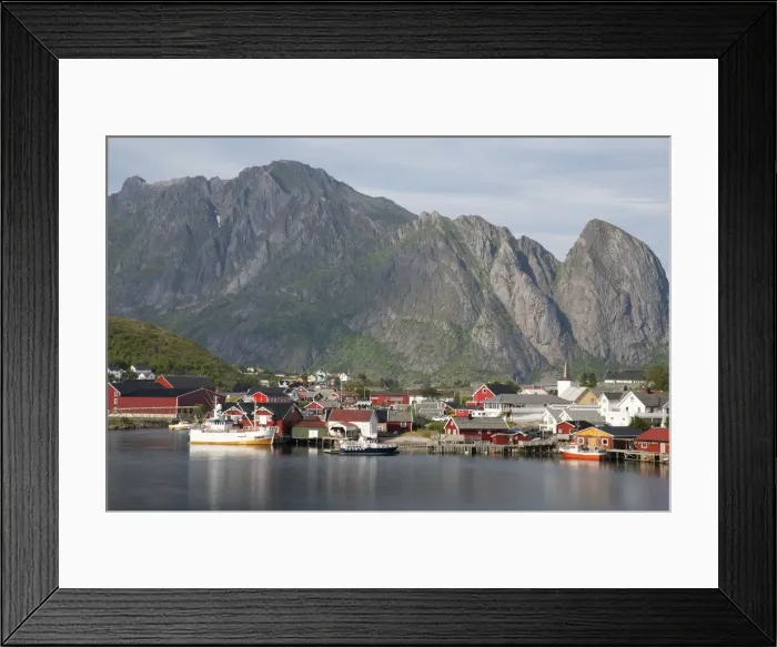 Framed Print : The picturesque fishing village of Reine surrounded by mountains on Moskenesoya, Lofoten Framed Print : The picturesque fishing village of Reine surrounded by mountains on Moskenesoya, Lofoten