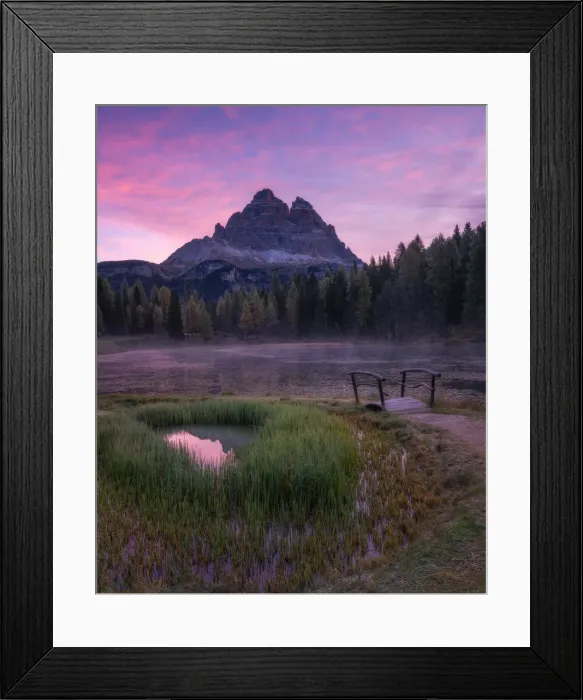 Framed Print : Sunrise at Lago Antorno with the Tre Cime di Lavaredo in the background, Dolomites Framed Print : Sunrise at Lago Antorno with the Tre Cime di Lavaredo in the background, Dolomites