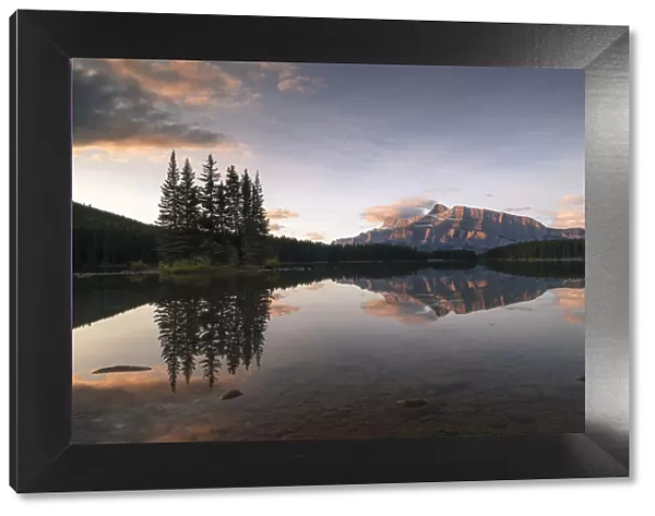 Sunrise at Two Jack Lake with Mount Rundle on the horizon, Banff National Park, UNESCO