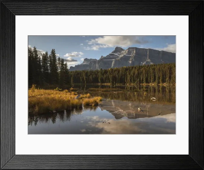 Framed Print : Mount Rundle reflected in Johnson Lake, Banff National Park, UNESCO World Heritage Site Framed Print : Mount Rundle reflected in Johnson Lake, Banff National Park, UNESCO World Heritage Site