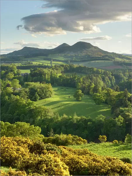 The Eildon Hills in the Scottish Borders, photographed from Scotts View at Bemersyde