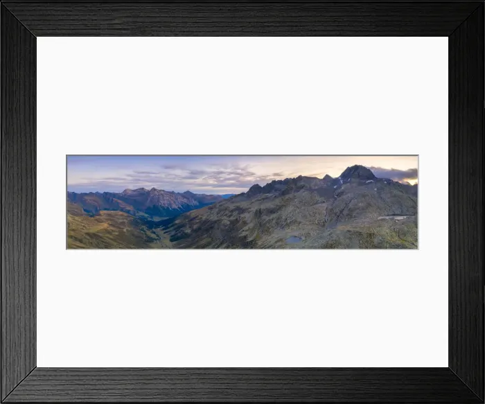 Framed Print : Aerial panoramic of Spluga road towards Splugen and Laghi Azzurri (Bergseeli), canton Framed Print : Aerial panoramic of Spluga road towards Splugen and Laghi Azzurri (Bergseeli), canton