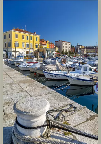 View of harbour and the old town, Rovinj, Istria, Croatia, Adriatic, Europe