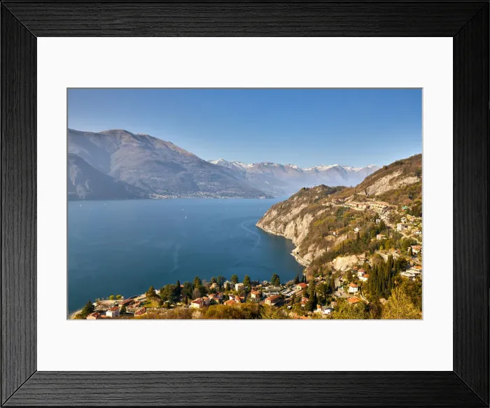 Framed Print : High angle view of Lake Como from Castle Vezio with Varenna and Gittana, Lombardy Framed Print : High angle view of Lake Como from Castle Vezio with Varenna and Gittana, Lombardy