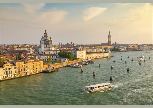 View of Venice from cruise ship at daybreak, Venice, UNESCO World Heritage Site, Veneto