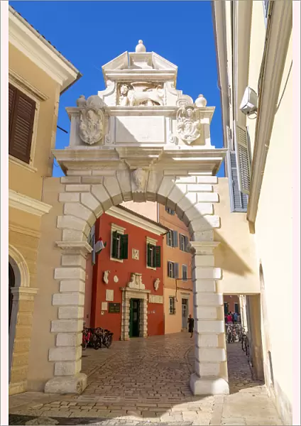 View of Venetian Balbi Gate in the Old Town of Rovinj, Croatian Adriatic Sea, Istria