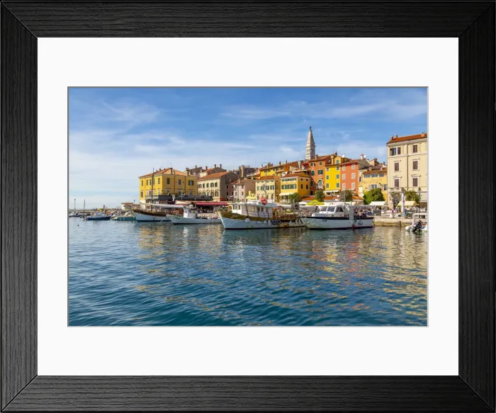 Framed Print : View of harbour and the old town with the Cathedral of St. Euphemia, Rovinj, Istria