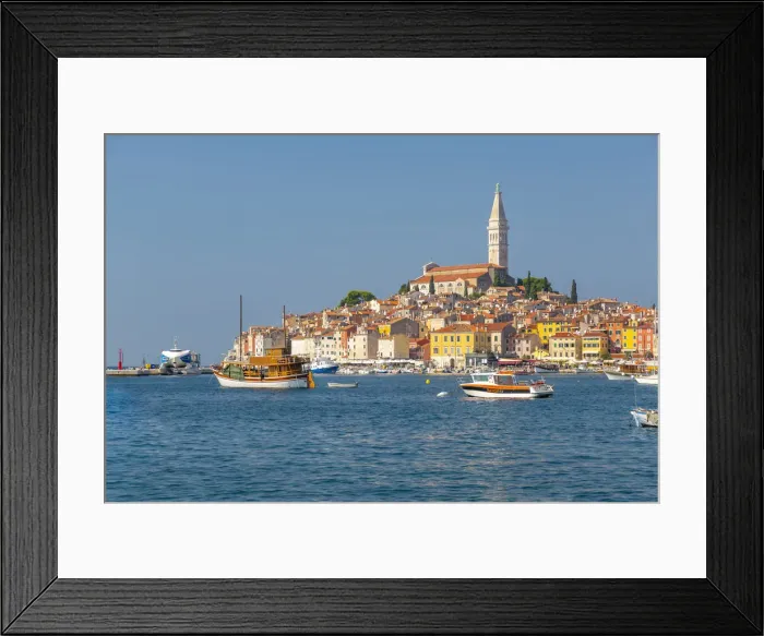 Framed Print : View of harbour and the old town with the Cathedral of St. Euphemia, Rovinj, Istria Framed Print : View of harbour and the old town with the Cathedral of St. Euphemia, Rovinj, Istria