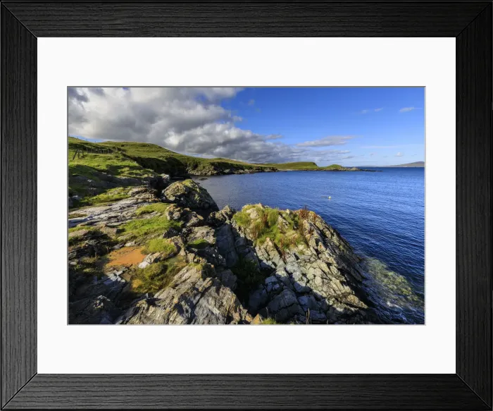 Framed Print : View towards Bressay on a beautiful day, Bay of Ocraquoy, Fladdabister, South Mainland Framed Print : View towards Bressay on a beautiful day, Bay of Ocraquoy, Fladdabister, South Mainland