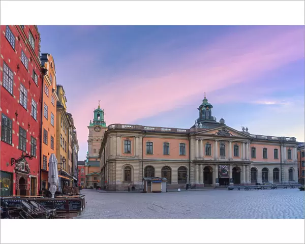 Sunrise over the Stock Exchange Building, todays Nobel Museum, Stortorget Square