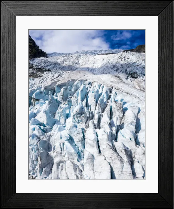 Framed Print : Aerial by drone of ice blocks of Boyabreen Glacier, Jostedalsbreen National Park Framed Print : Aerial by drone of ice blocks of Boyabreen Glacier, Jostedalsbreen National Park