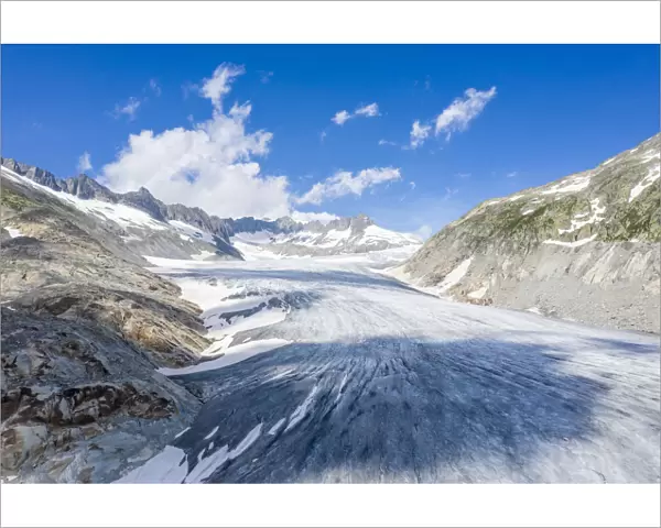Ice tongue of Rhone Glacier in summer, Gletsch, Canton of Valais, Switzerland, Europe