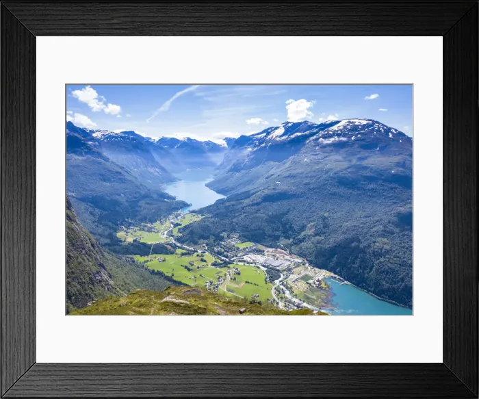 Framed Print : Aerial view of Lovatnet lake, Loen village and Nordfjord, Stryn, Sogn og Fjordane county Framed Print : Aerial view of Lovatnet lake, Loen village and Nordfjord, Stryn, Sogn og Fjordane county
