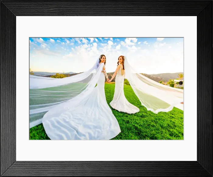 Framed Print : Newlyweds first look post wedding ceremony, Corona, California, United States of America Framed Print : Newlyweds first look post wedding ceremony, Corona, California, United States of America