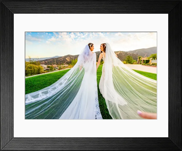 Framed Print : Newlyweds first look post wedding ceremony, Corona, California, United States of America Framed Print : Newlyweds first look post wedding ceremony, Corona, California, United States of America