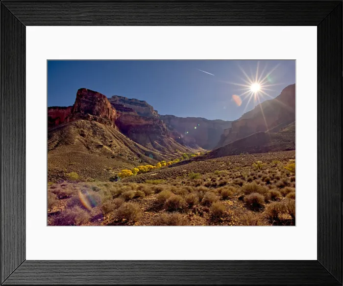 Framed Print : Bright Angel Canyon viewed north of the south rim with bright yellow trees in Framed Print : Bright Angel Canyon viewed north of the south rim with bright yellow trees in