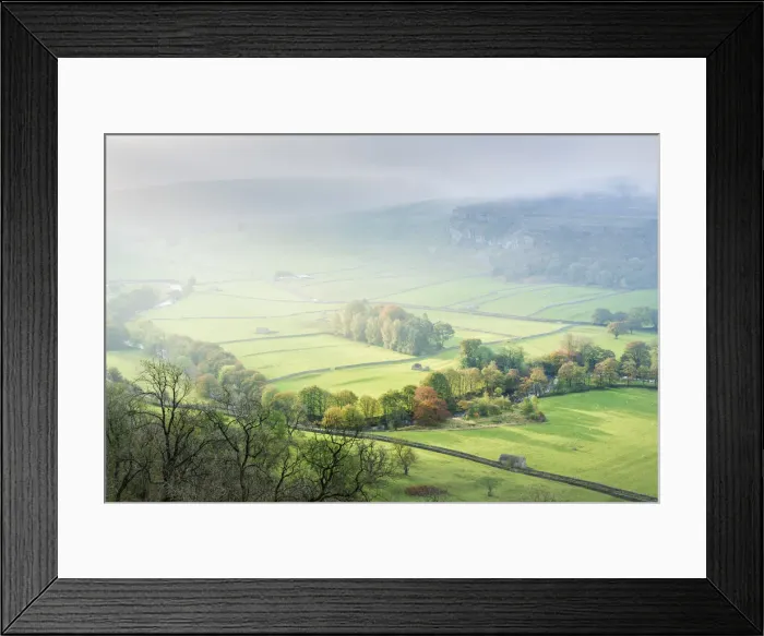 Framed Print : Dawn light over Arncliffe village in Littondale, North Yorkshire, Yorkshire, England