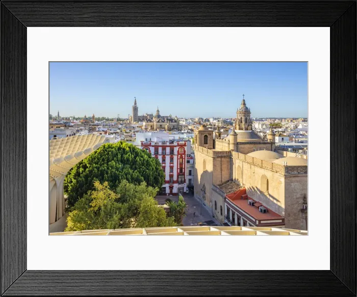 Framed Print : Seville Skyline of Cathedral and city rooftops from the Metropol Parasol, Seville Framed Print : Seville Skyline of Cathedral and city rooftops from the Metropol Parasol, Seville