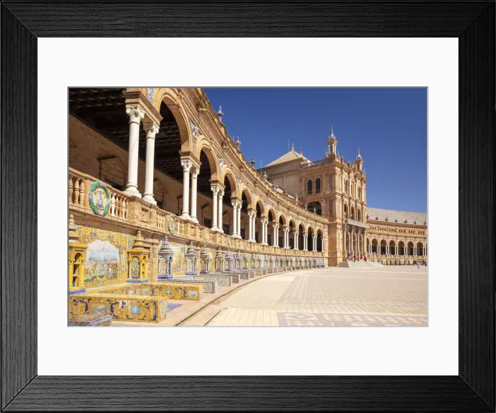 Framed Print : Plaza de Espana with ceramic tiled alcoves and arches, Maria Luisa Park, Seville Framed Print : Plaza de Espana with ceramic tiled alcoves and arches, Maria Luisa Park, Seville