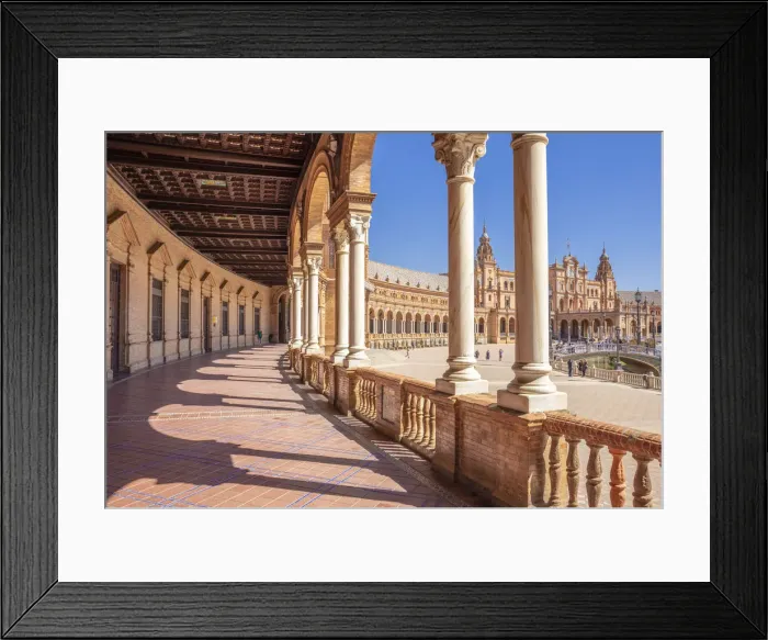 Framed Print : Under the arches of the semicircular Plaza de Espana, Maria Luisa Park, Seville, Andalusia Framed Print : Under the arches of the semicircular Plaza de Espana, Maria Luisa Park, Seville, Andalusia