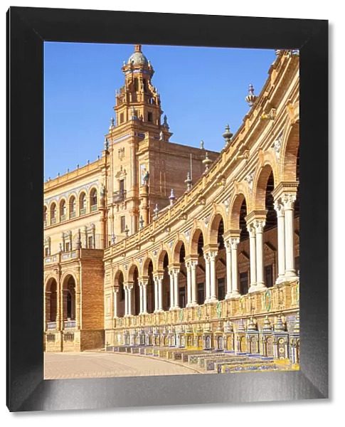 Ceramic alcoves and arches of the Plaza de Espana, Maria Luisa Park, Seville, Andalusia